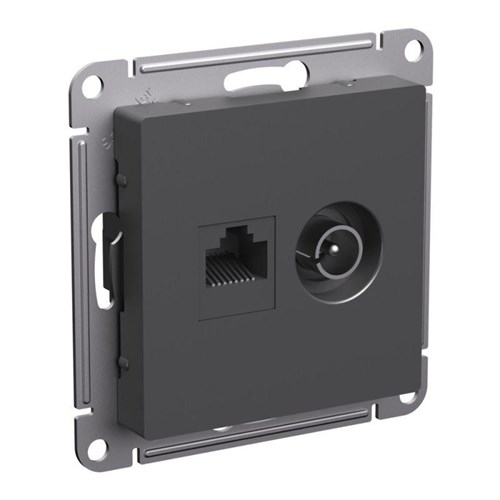Розетка компьютерная + телевизионная 2-м AtlasDesign RJ45 кат.5E базальт SE ATN001489 1742047 - фото 16756392