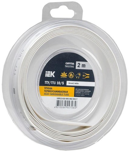 Трубка термоусадочная ТТУ нг-LS 10/5 бел. (уп.2м) IEK UDR12-010-005-002-K01-T 1777106 - фото 16756428