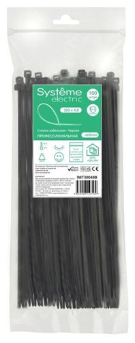 Стяжка кабельная 300х4.8 черн. (уп.100шт) SE IMT30048B 1760900 - фото 16756469