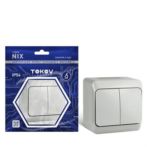 Выключатель 2-кл. ОП Nix 10А IP54 250В сер. TOKOV ELECTRIC TKE-NX-V2-C06-IP54 1712879 - фото 16756515