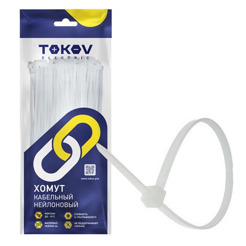 Хомут кабельный нейлоновый бел. 3.6х200 (уп.100шт) TOKOV ELECTRIC TKE-HNS-3.6-200-W/100 1672333 - фото 16756693