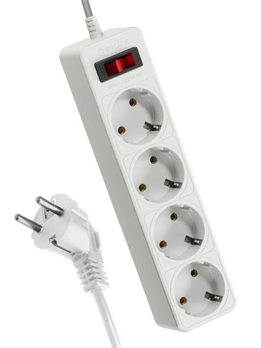 Удлинитель с сетевым фильтром 4х1.5м с заземл. 10А IP20 2.2кВт 3х0.75 с предохранителем с выкл. с индикатором сети КОСМОС FKsm1.5m-4g(W) 1587966 - фото 16756806