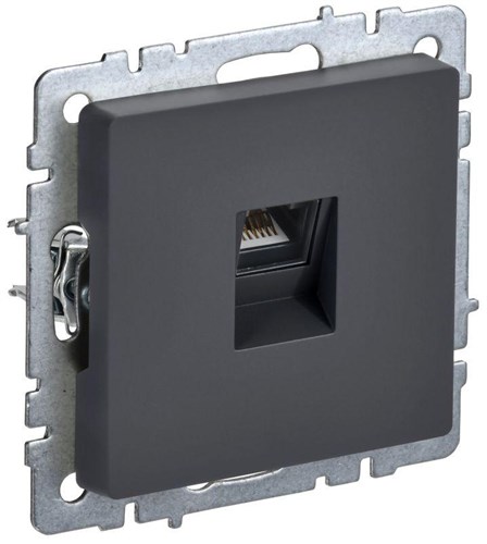 Розетка компьютерная СП RJ45 кат.5E BRITE РК10-БрГ механизм графит IEK BR-K10-1-K53 1623775 - фото 16756831