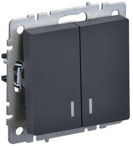 Выключатель 2-кл. СП BRITE ВС10-2-1-БрГ 10А с индик. механизм графит IEK BR-V20-1-10-K53 1623718 - фото 16756833