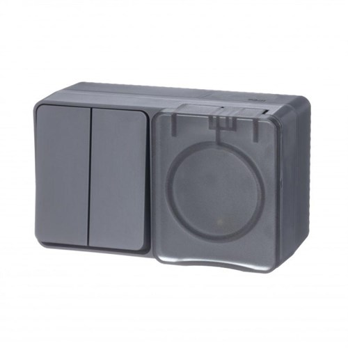 Блок ОП AtlasDesign Profi54 (розетка 16А 250В с заземл. защ. шторки + 2-кл. выкл. 10А) IP54 антрацит SE ATN544074 1616142 - фото 16756852