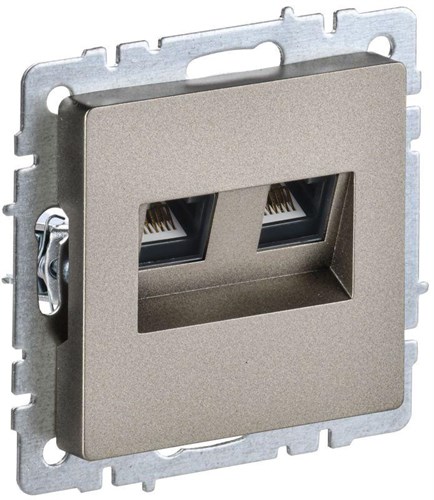 Розетка компьютерная двойная СП RJ45 кат.5E BRITE РК10-2-БрШ механизм шампань IEK BR-K20-1-K37 1617405 - фото 16756873