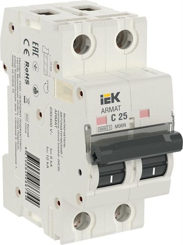 Выключатель автоматический модульный 2п C 25А M06N ARMAT IEK AR-M06N-2-C025 1596878 - фото 16757038