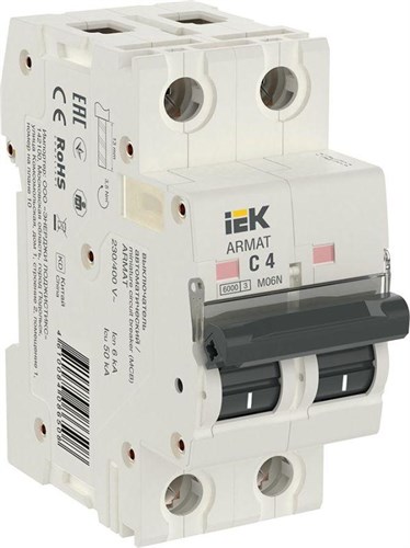 Выключатель автоматический модульный 2п C 4А M06N ARMAT IEK AR-M06N-2-C004 1596870 - фото 16757045