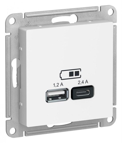 Розетка USB AtlasDesign тип A+C 5В/2.4А 2х5В/1.2А механизм бел. SE ATN000139 1340067 - фото 16757441