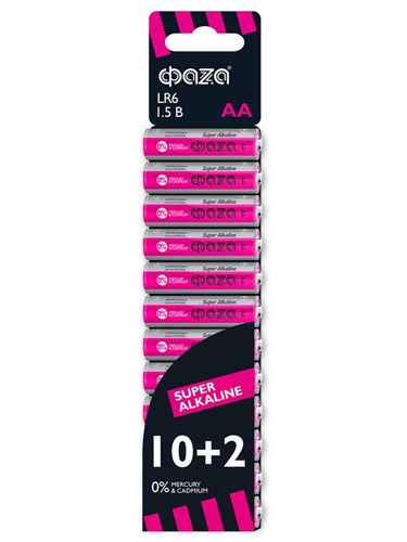 Элемент питания алкалиновый AA/LR6 1.5В Super Alkaline SBL-10+2 (уп.12шт) ФАZА 2854582 502328 - фото 16757579