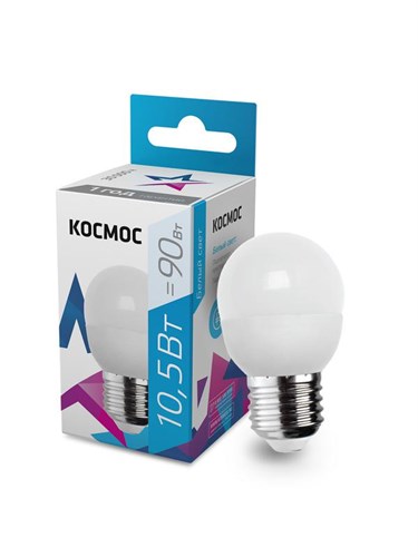 Лампа светодиодная 10.5Вт шар 4500К бел. E27 220В КОСМОС LkeLED10.5wGL45E2745 1231459 - фото 16757596