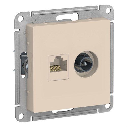 Розетка компьютерная + телевизионная 2-м AtlasDesign RJ45 кат.5E + TV механизм беж. SE ATN000289 1240214 - фото 16757776