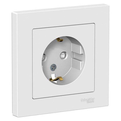 Розетка 1-м СП AtlasDesign 16А IP20 с заземл. защ. шторки в сборе бел. SE ATN000144 1240147 - фото 16757828