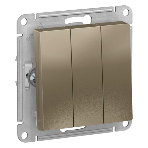 Выключатель 3-кл. СП AtlasDesign 10А IP20 (сх. 1+1+1) 10AX механизм шампань SE ATN000531 1240320 - фото 16757830