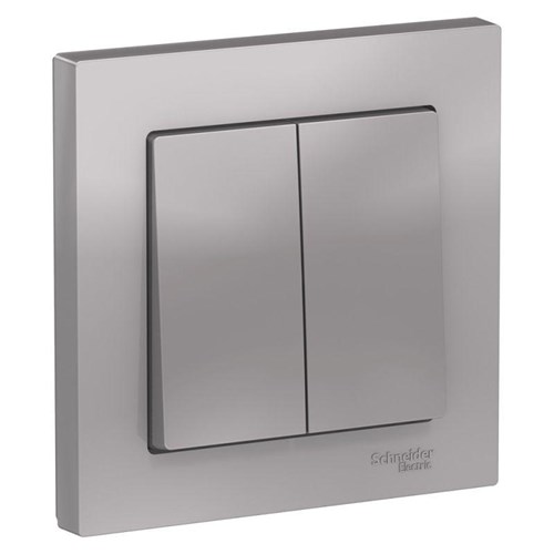 Выключатель 2-кл. СП AtlasDesign 10А IP20 (сх. 5) 10AX в сборе алюм. SE ATN000352 1240247 - фото 16757835