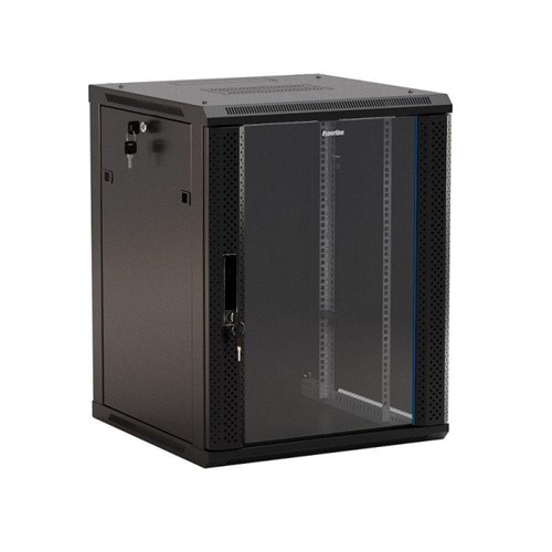 Шкаф настенный TWB-1566-GP-RAL9004 19дюйм 15U 775х600х600мм стеклян. дверь черн. (RAL 9004) (разобранный) Hyperline 392640 471971 - фото 16757955