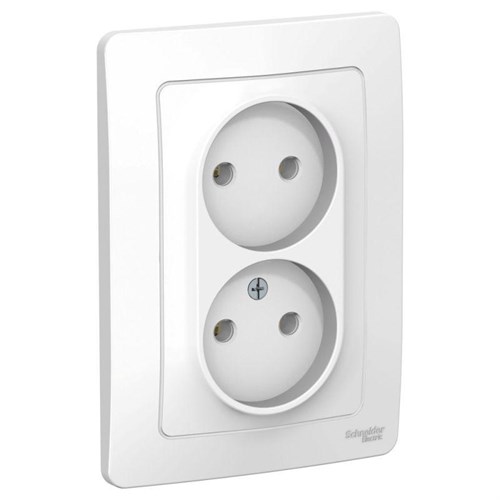Розетка 2-м СП Blanca 16А IP20 250В без заземл. без защ. шторок бел. SE BLNRS000021 1210262 - фото 16758009