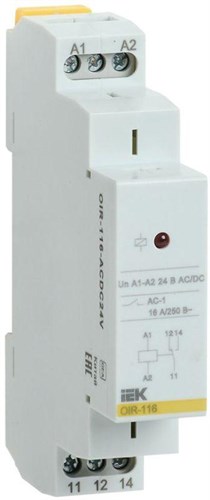 Реле промежуточное OIR 1 конт. (16А) 24В AC/DC IEK OIR-116-ACDC24V 463889 - фото 16758023