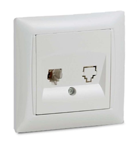 Розетка телефонная 1-м СП Valenzo 6034 16А IP20 бел. ASD / IN HOME 4690612006420 464664 - фото 16758038