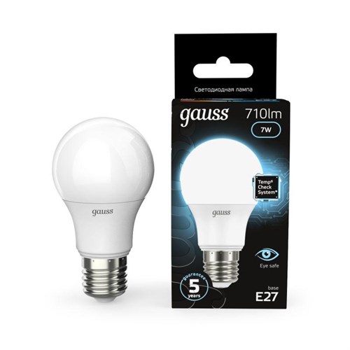 Лампа светодиодная Black 7Вт A60 грушевидная 4100К нейтр. бел. E27 710лм GAUSS 102502207 450084 - фото 16758090