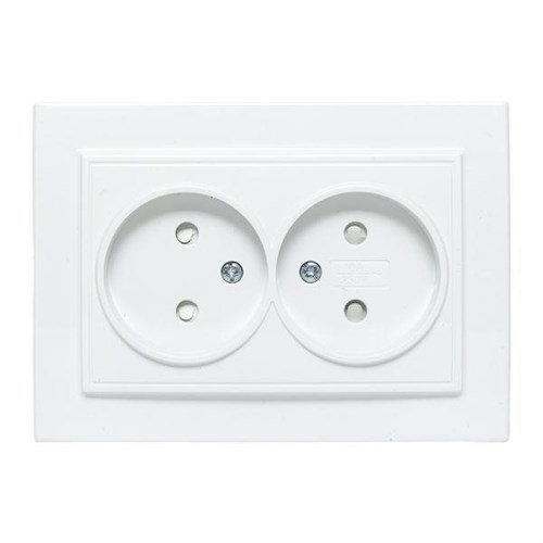 Розетка 2-м СП Минск 10А IP20 без заземл. защ. шторки бел. Basic EKF ERR10-102-100 453863 - фото 16758113