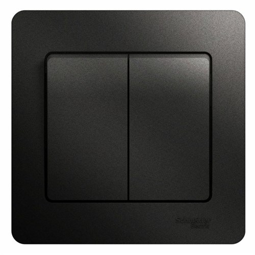 Выключатель 2-кл. СП Glossa 10А IP20 (сх. 5) 10AX в сборе антрацит SE GSL000752 400331 - фото 16758355