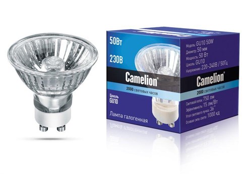 Лампа галогенная JCDRC 220В 50Вт GU10 Camelion 5560 321266 - фото 16758476