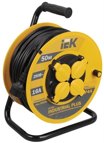 Удлинитель на катушке 4х50м с заземл. 16А IP44 Industrial plus УК50 3х1.5 термозащита IEK WKP15-16-04-50-44 280615 - фото 16758498