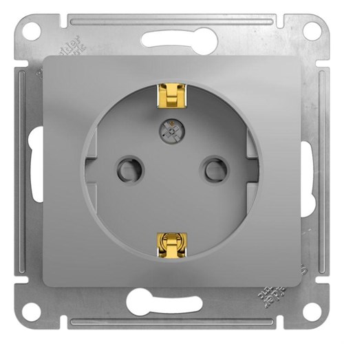 Розетка 1-м СП Glossa 16А IP20 с заземл. защ. шторки механизм алюм. SE GSL000345 1063748 - фото 16758591