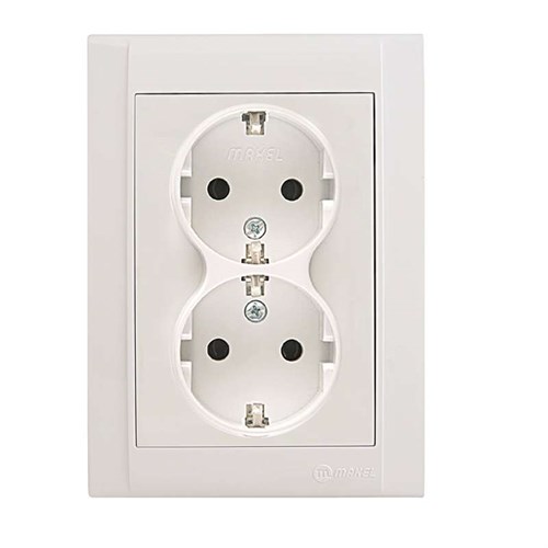 Розетка 2-м СП Defne 16А IP20 с заземл. бел. Makel 42001057 268047 - фото 16758679