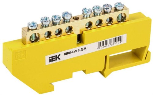 Шина PE "земля" на DIN-изол. ШНИ-6х9-8-Д-Ж IEK YNN10-69-8D-K05 252922 - фото 16758787