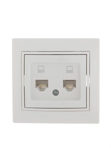 Розетка компьютерная 2-м СП Mira RJ45 бел./бел. LEZARD 701-0202-141 193151 - фото 16758932
