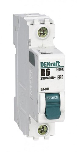 Выключатель автоматический модульный 1п B 6А 4.5кА ВА-101 DEKraft 11004DEK 152491 - фото 16759026