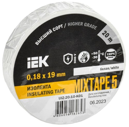 Изолента ПВХ 0.18х19мм бел. (рул.20м) IEK UIZ-20-10-K01 206211 - фото 16759194