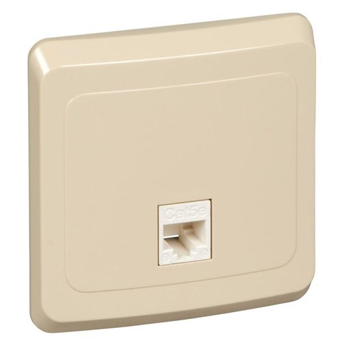Розетка компьютерная 1-м СП Этюд RJ45 кат.5E крем. SE KOMC-001K 87995 - фото 16759476