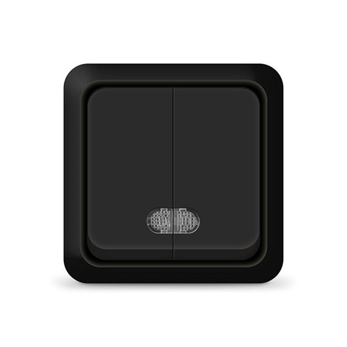 Выключатель 2-кл. ОП Олимп 10А IP20 с подсветкой черн. Universal 2214 1905553 - фото 16759498