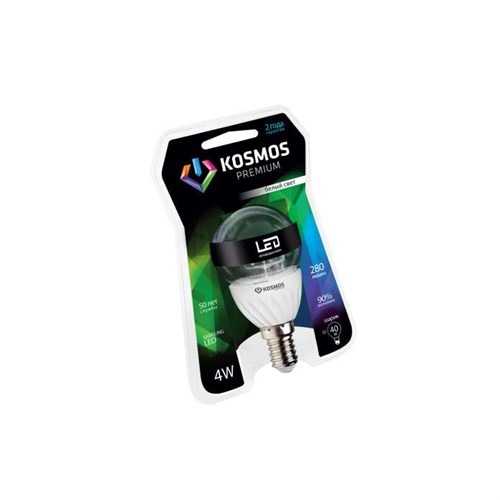 Лампа светодиодная KOSMOS premium 4Вт Шар прозрачный 45мм E14 230В 4500К Космос KLED4wGL45230vE1445C 269803 - фото 16759711