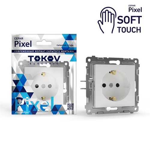 Розетка 1-м СП Pixel 16А IP20 с заземл. защ. шторки механизм айс TOKOV ELECTRIC TKE-PX-R1ZSF-C34 1909866 - фото 16759940