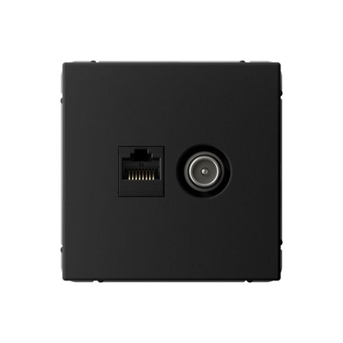 Розетка компьютерная + телевизионная 2-м ArtGallery RJ45 + TV кат.5E карбон SE GAL001089 1823498 - фото 16760289