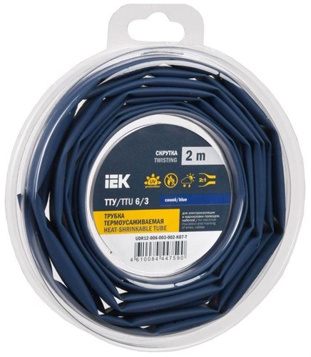 Трубка термоусадочная ТТУ нг-LS 6/3 син. (уп.2м) IEK UDR12-006-003-002-K07-T 1777097 - фото 16760343