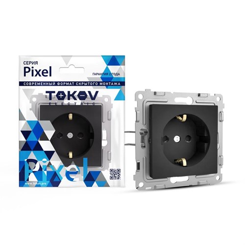 Розетка 1-м СП Pixel 16А IP20 с заземл. защ. шторки механизм карбон TOKOV ELECTRIC TKE-PX-R1ZSF-C14 1792327 - фото 16760408