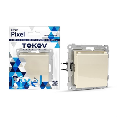 Розетка 1-м СП Pixel 16А IP20 с заземл. защ. шторки с крышкой механизм беж. TOKOV ELECTRIC TKE-PX-R1ZSW1-C02 1792241 - фото 16760414