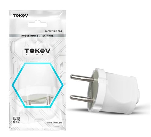 Вилка прямая 6А 250В без заземл. бел. TOKOV ELECTRIC TKL-PL-C01 1745035 - фото 16760458