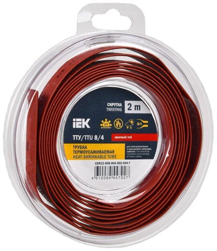 Трубка термоусадочная ТТУ нг-LS 8/4 красн. (уп.2м) IEK UDR12-008-004-002-K04-T 1777101 - фото 16760510