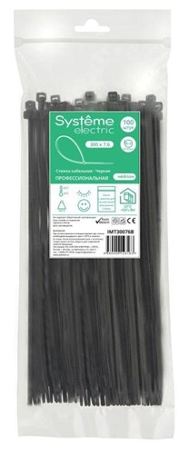 Стяжка кабельная 300х7.6 черн. (уп.100шт) SE IMT30076B 1760902 - фото 16760548