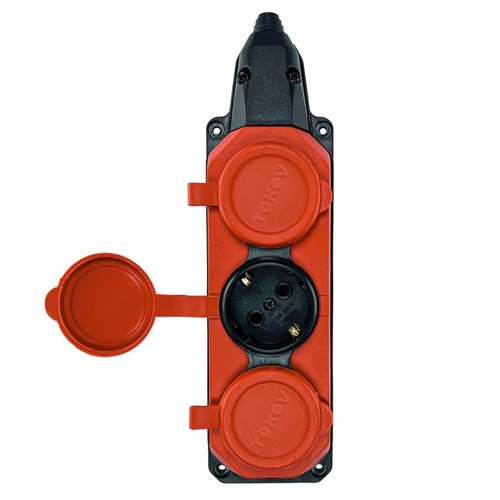 Колодка удлинителя 3-м с заземл. 16А IP44 каучук красн. TOKOV TKE-C13-KK3-Z 1761984 - фото 16760550