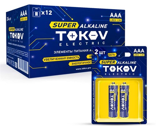 Элемент питания алкалиновый AAA/LR03 (блист.2шт) TOKOV ELECTRIC TKE-ALS-LR3/B2 1698886 - фото 16760707