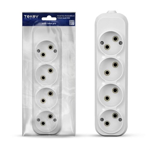 Колодка удлинителя 4-м 10А без заземл. АБС-пластик бел. TOKOV ELECTRIC TKE-C01-KU4 1685664 - фото 16760722
