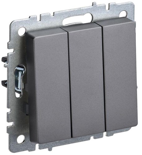 Выключатель 3-кл. СП BRITE ВС10-3-0-БрС 10А механизм сталь IEK BR-V30-0-10-K46 1617291 - фото 16760929