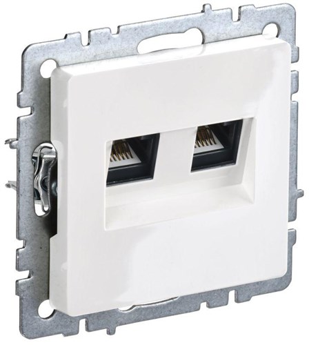Розетка компьютерная двойная СП RJ45 кат.5E BRITE РК10-2-БрБ механизм бел. IEK BR-K20-1-K01 1617403 - фото 16760966